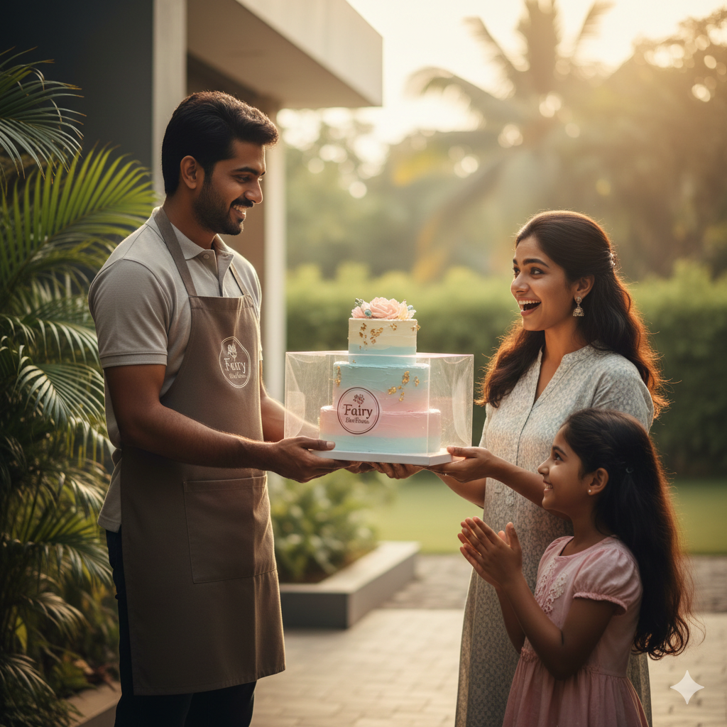 Happy Customer with Cake